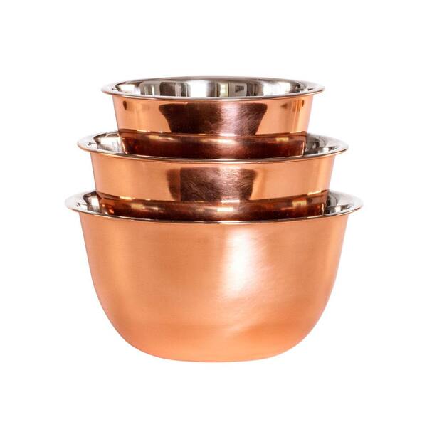 Unbranded 3-Piece Copper Stainless Steel Mixing Bowl Set