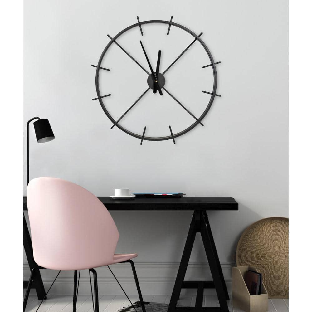 Isaac 26" Black Modern Metal Wall Clock