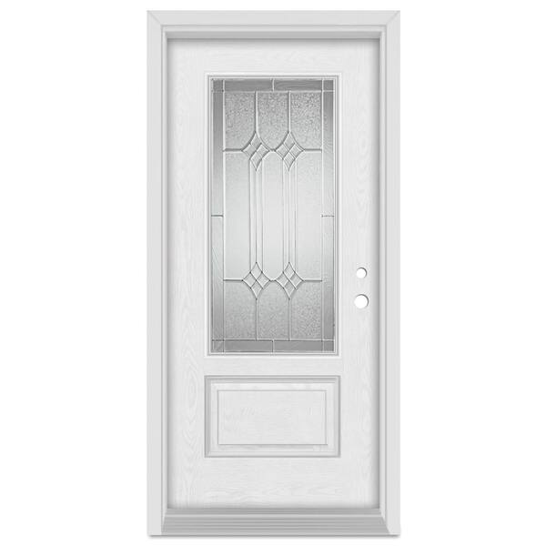 Stanley Doors 36 in. x 80 in. Orleans Left-Hand 3/4 Lite Zinc Finished Fiberglass Oak Woodgrain Prehung Front Door