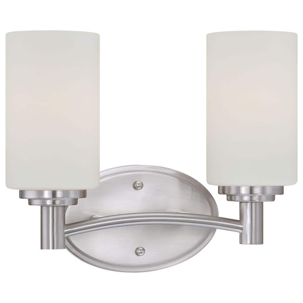 Elegant Brushed Nickel 2-Light Vanity Wall Sconce with Frosted Glass