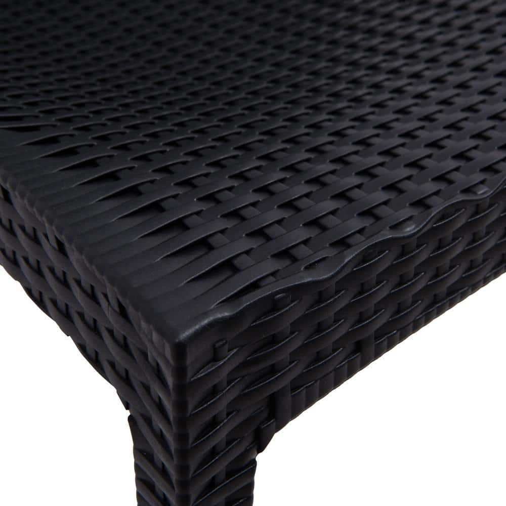 Black Polypropylene Weave Design Armless Dining Chairs, Set of 4
