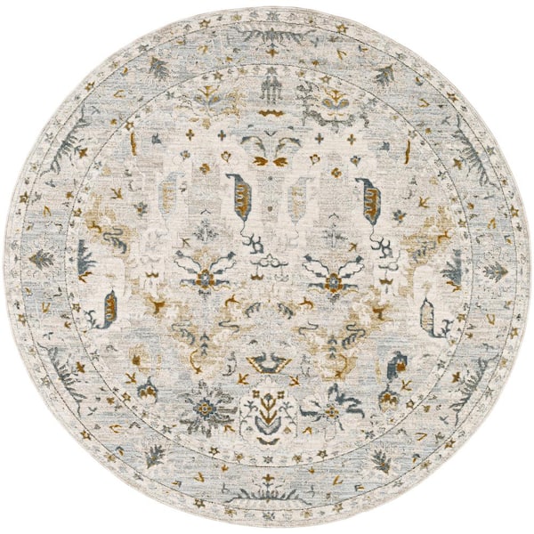 Livabliss Dresden Gray Traditional 8 ft. Round ft. Indoor Area Rug