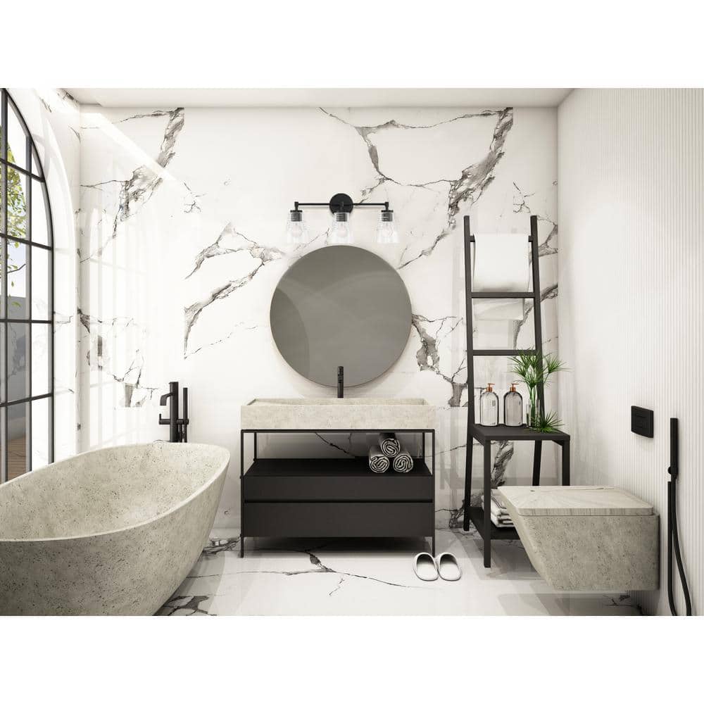 Ingo 24" Matte Black 3-Light Dimmable Vanity Fixture