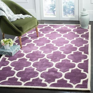 Chatham Purple/Ivory Doormat 2 ft. x 3 ft. Border Geometric Trellis Area Rug