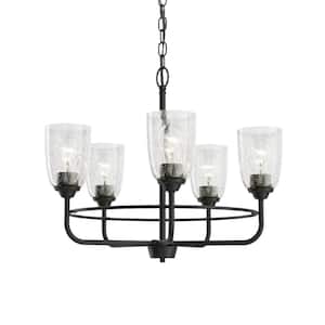 Carlo 5-Light Black Round Chandelier with Glass Shades Display