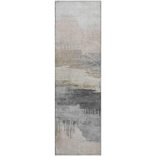 Mayfield Premium Machine Washable Abstract AMF1880 Ivory 2 ft. 3 in. x 7 ft. 6 in. Runner Rug