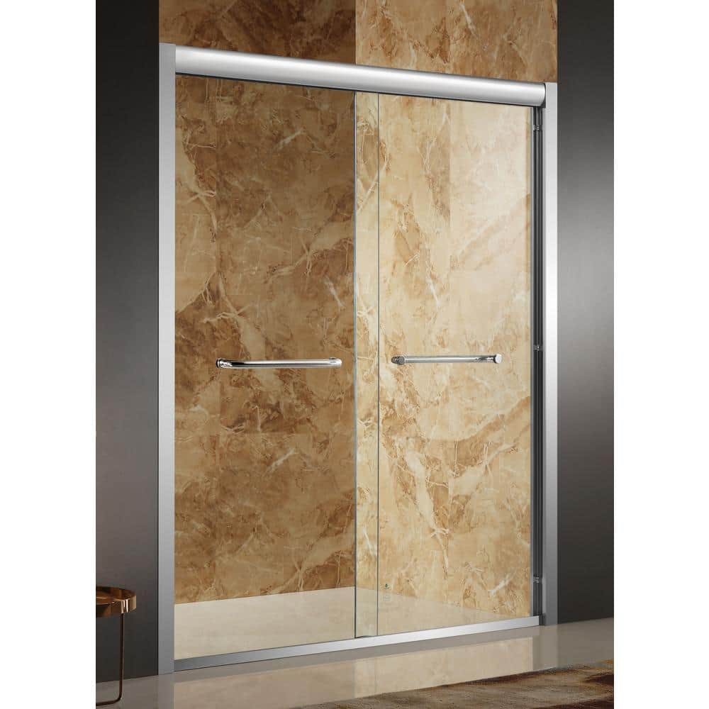 Pharaoh 48 in. x 72 in. Framed Sliding Shower Door in Brushed Nickel with H