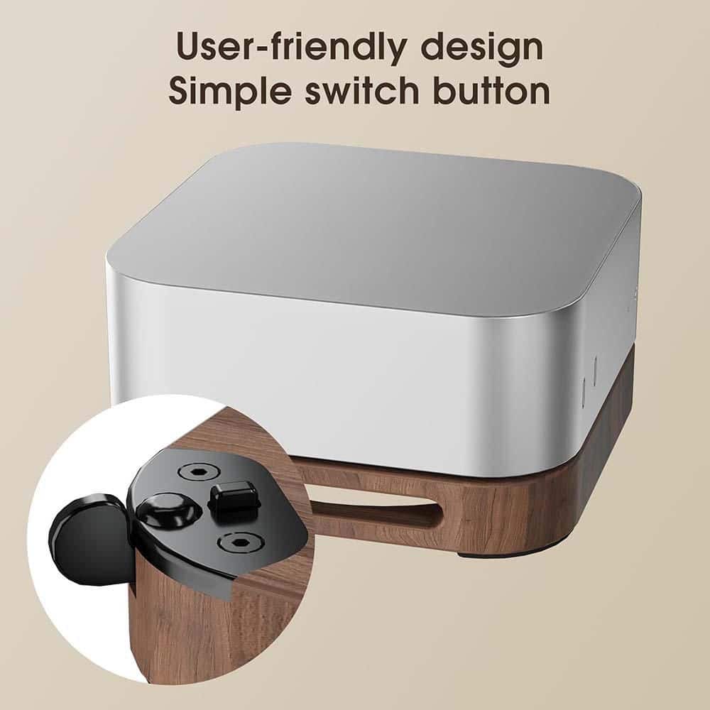 Wood Desk Stand with Cooling Pad Dust Mount Proof Base for Mac Mini M4 Pro