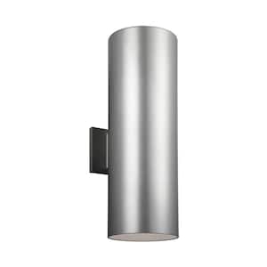 Outdoor Bullets Extra-Large 2-Light Painted Brushed Nickel Outdoor Wall Mount Sconce