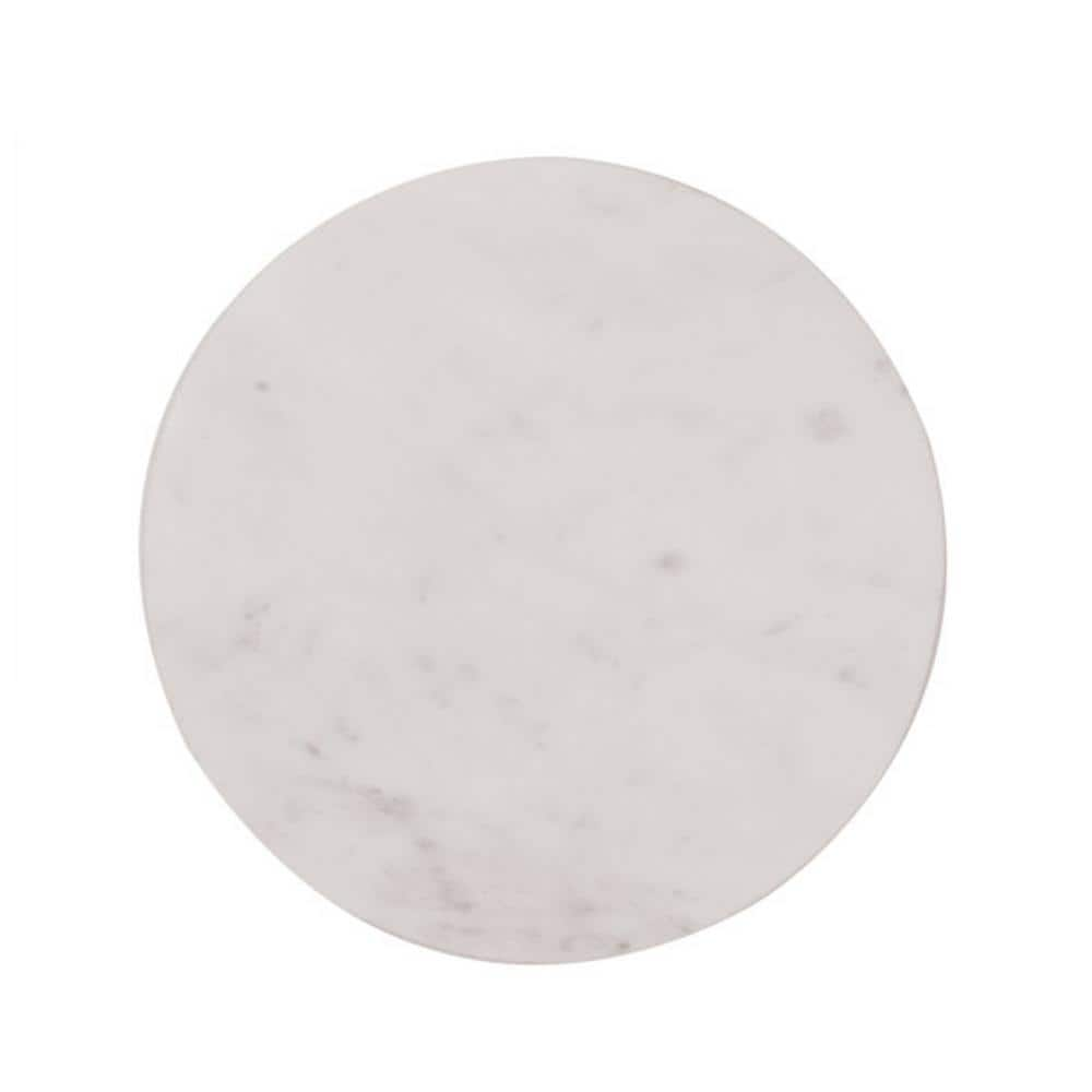 Storied Home 8 in. Minimalist Round Marble Charcuterie or Cutting Board in White