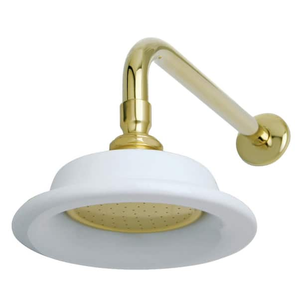 Kingston Brass 1-Spray 6.3 in. Single Wall Mount Fixed Rain Shower Head in Polished Brass