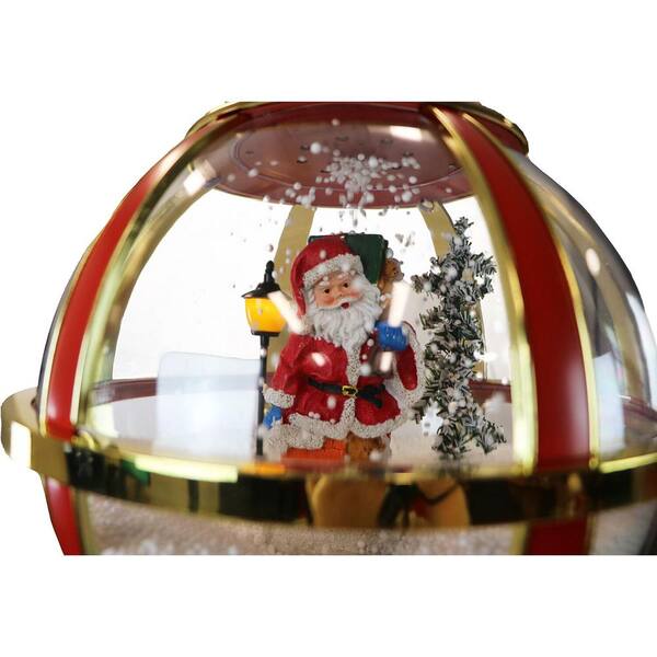 2 PC Light Up Ornament Motion Activated Round Santa Snowman Plays Music New 