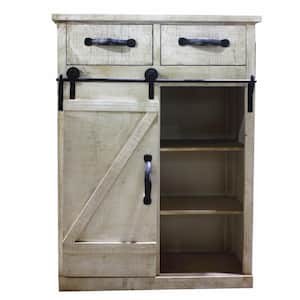 White Wooden Storage Cabinet with Single Barn Door