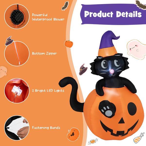 HOMCOM 6 ft. Halloween LED Ghost Bat Pumpkin Black Cat Totem Pole  Inflatable 844-701V80MX - The Home Depot