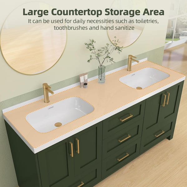 fig様 Moreno Bath Sage 72 in. W Vanity in White Oak with