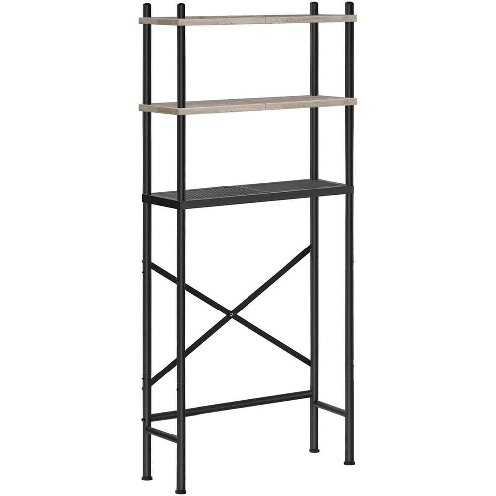 1-Piece Engineered Wood and Metal Over the Toilet Storage, 3-Tier Over Toilet Bathroom Organizer in Greige and Black price history on PriceWatchPro