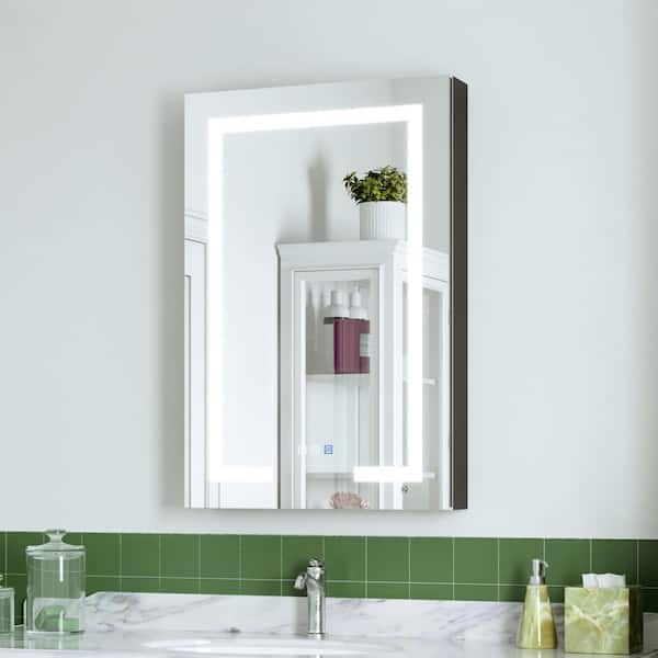 30 in. W x 36 in. H Dimmable LED Recessed/Surface Mount Rectangular Aluminum Medicine Cabinet with Mirror