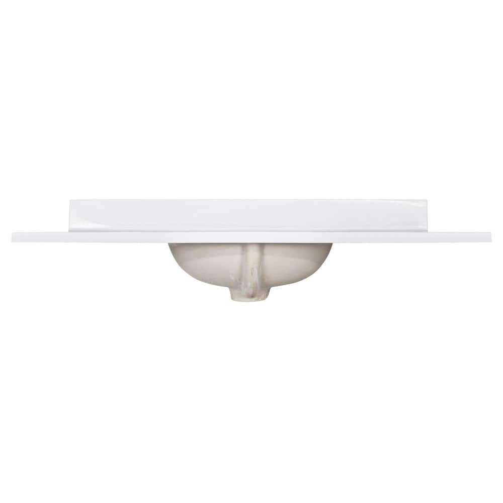 43 Inch Solid White Cultured Marble Vanity Top with Backsplash