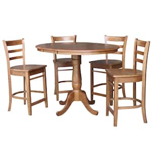 Distressed Oak 48 in. Oval Dining Table with 4-Counter-Height Stools (5-Piece)