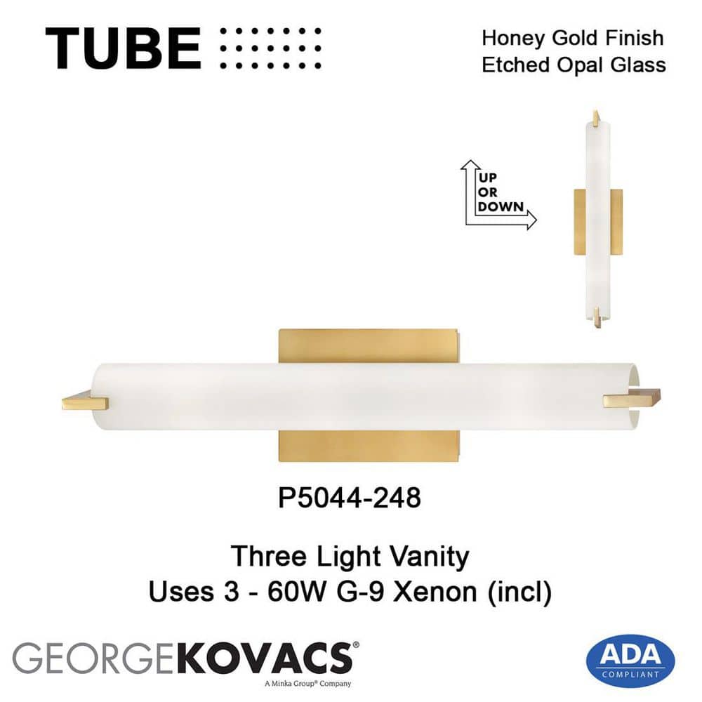 Honey Gold Etched Opal Glass 3-Light Wall Sconce