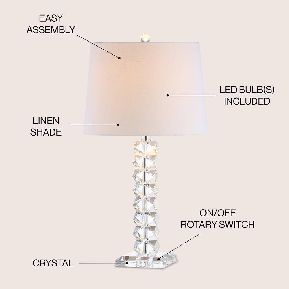 Julia 25.5" Clear Crystal LED Table Lamp with White Shade