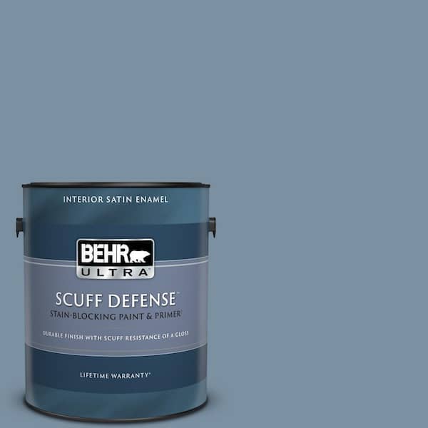 BEHR ULTRA 1 gal. #S510-4 Jean Jacket Blue Extra Durable Satin Enamel Interior Paint & Primer