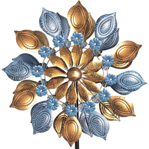 Outdoor Wind Spinners 360° Metal Swivel Flowers and Leaves for Patio, Lawn, Yard and Garden Kinetic Wind Sculptures