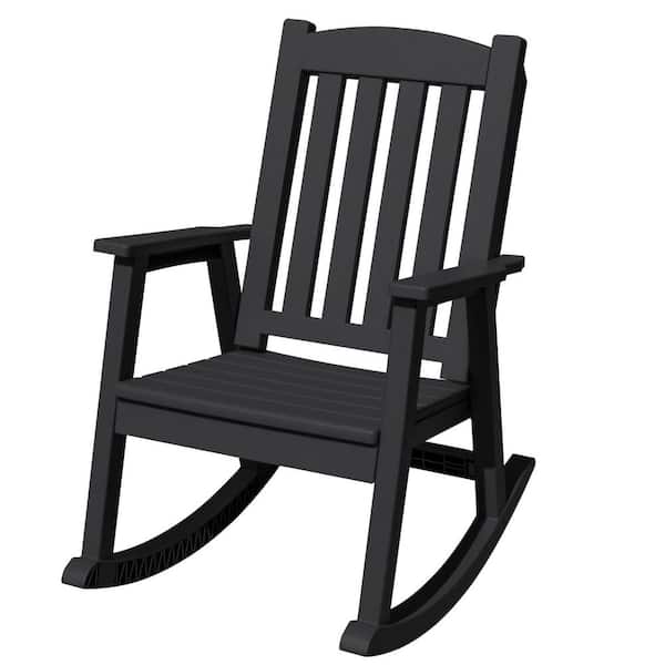 Tozey Black Plastic Patio Outdoor Rocking Chair