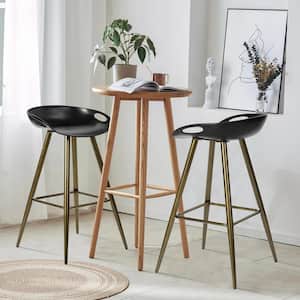 Fiyan 27.6 in. Bronze Metal Frame Low Back Retro Style Bar Stool with Black PP Seat( Set of 2)