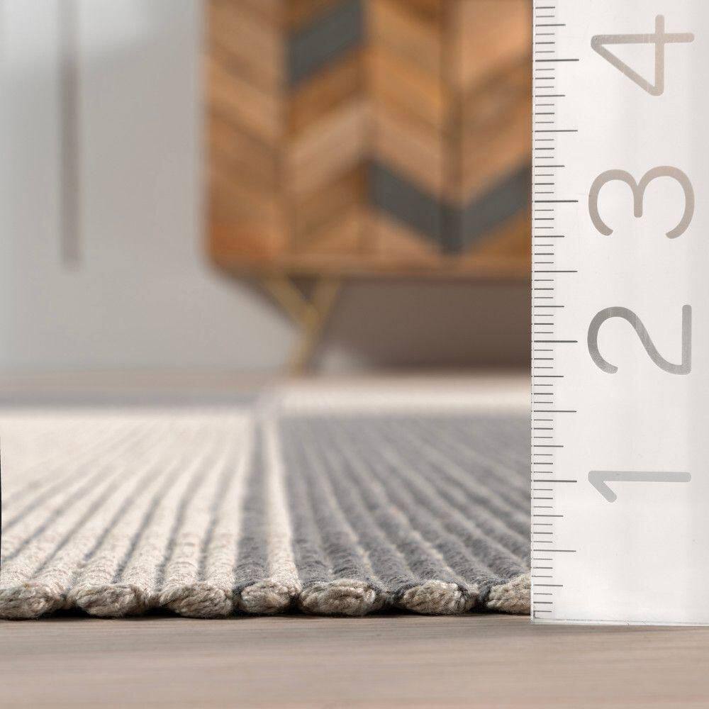 Gray and Beige Handmade Cotton Tufted Rectangular Area Rug