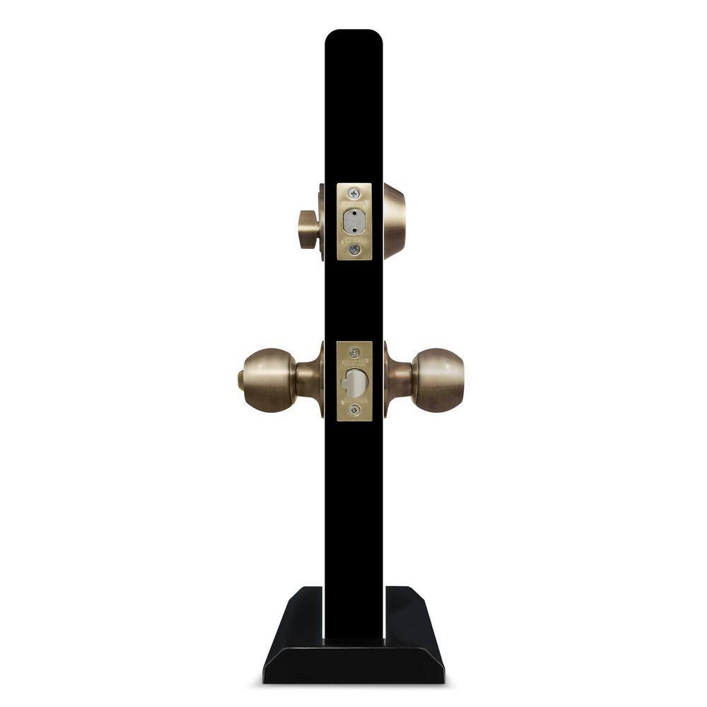 Antique Brass Single Cylinder Deadbolt Entry Knob Set