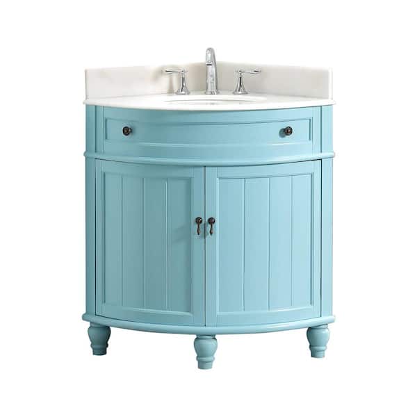 Modetti Angolo 34 In W X 24 D Bath Vanity Blue With Marble Top White Basin Mod47533bl The Home Depot - 34 Inch Bathroom Sink Top