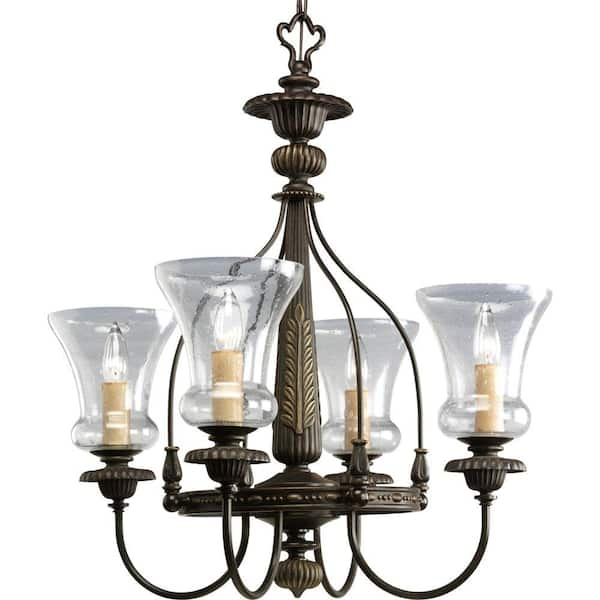 Progress Lighting Fiorentino Collection 4-Light Forged Bronze Chandelier