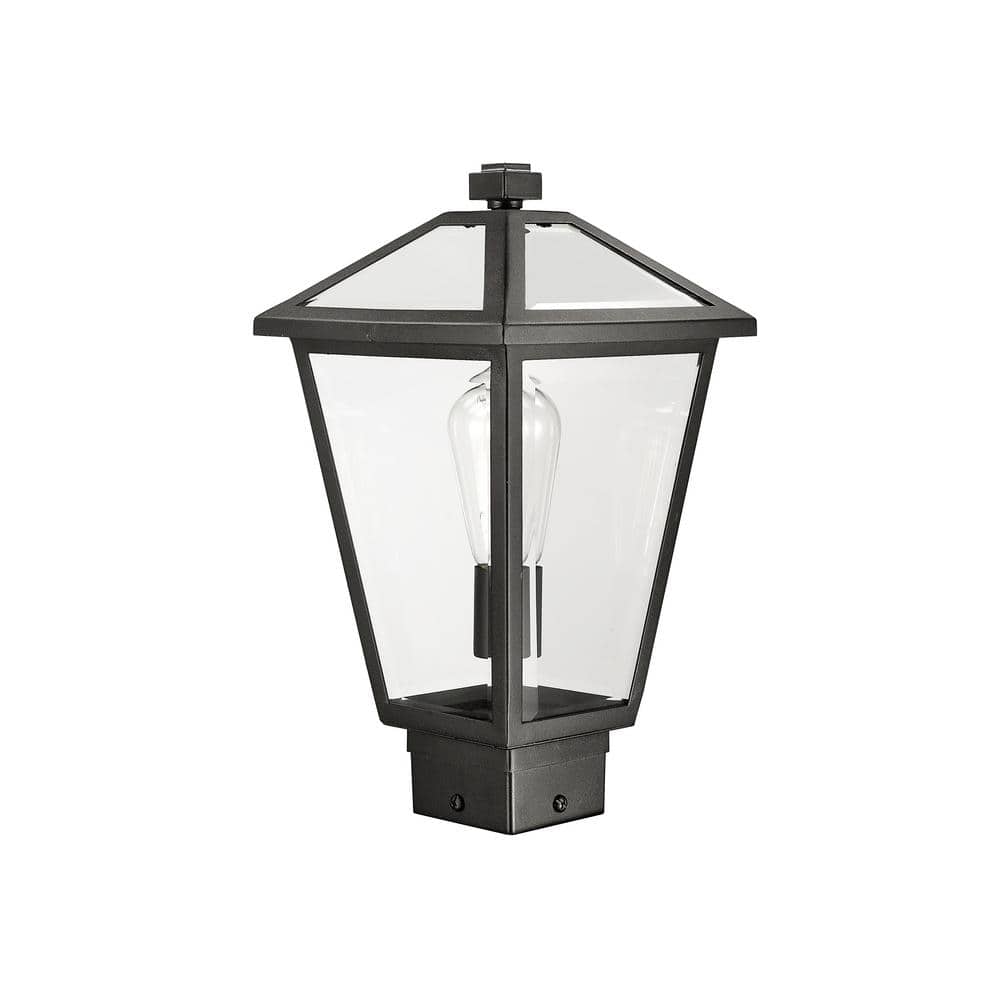 Talbot Black Metal and Glass Outdoor Post Light