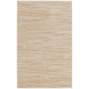 Essentials 3 ft. x 5 ft. Ivory Gold Abstract Contemporary Indoor/Outdoor Area Rug