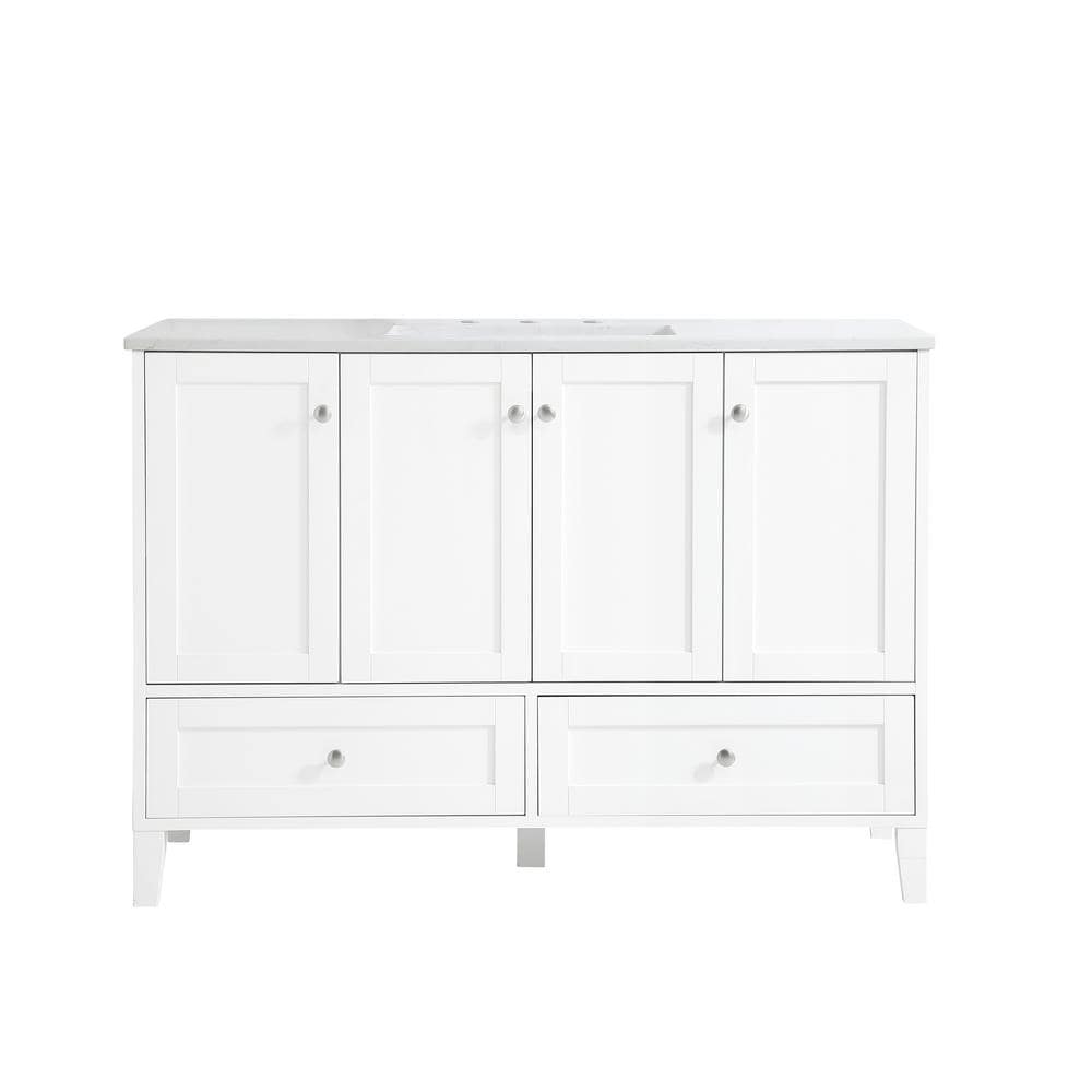 Simply Living 48 in. Single Bathroom Vanity in White with Engineered Marble