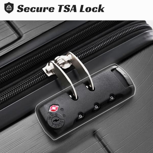 LIVACA 2-Piece Black ABS Plastic Hardshell Expandable Spinner