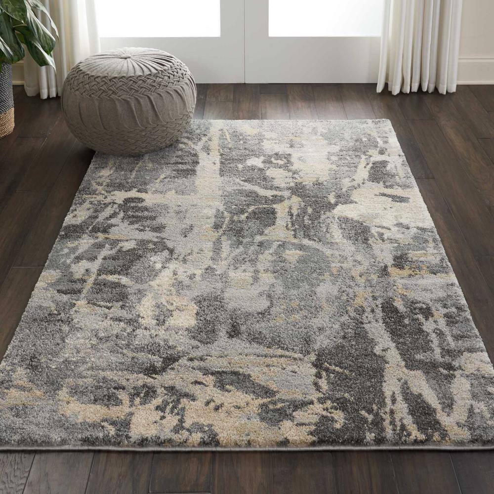 Handmade Gray Abstract Synthetic 4' x 6' Rectangular Area Rug