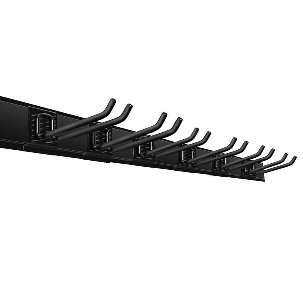 6-Pack 16.14 in. Black Steel Adjustable Wall Rack with 6 Hooks for ...