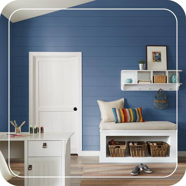 BEHR PREMIUM PLUS 1 qt. #M520-7 Admiral Blue Satin Enamel Low Odor