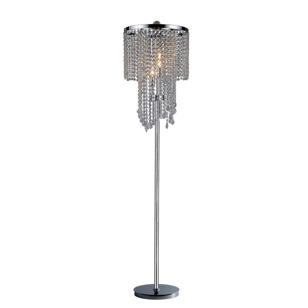 Elegant Chrome and Crystal 15" Floor Lamp for Soft Illumination