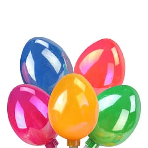 Set of 10 Clear Incandescent Light Pearl Multi-Colored Easter Egg Spring Holiday Lights with White Wire