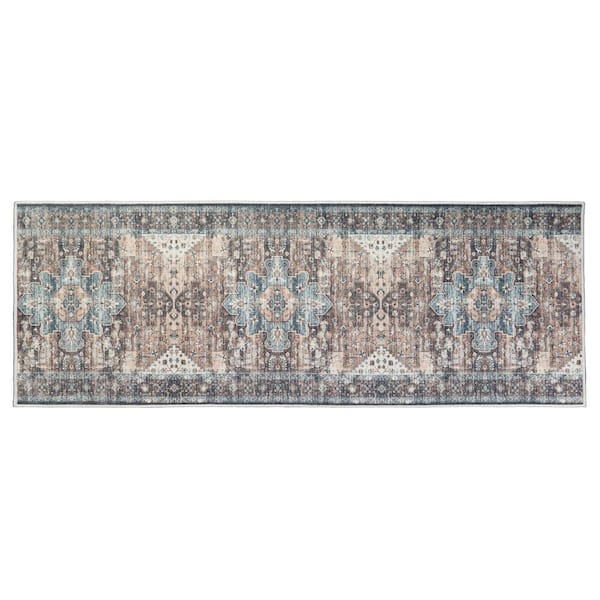 Custom Image Series Oriental Kerman Medallion Taupe-Multicolor 26 in. W x 276 in. L Stair Runner 49.9 sq. ft.