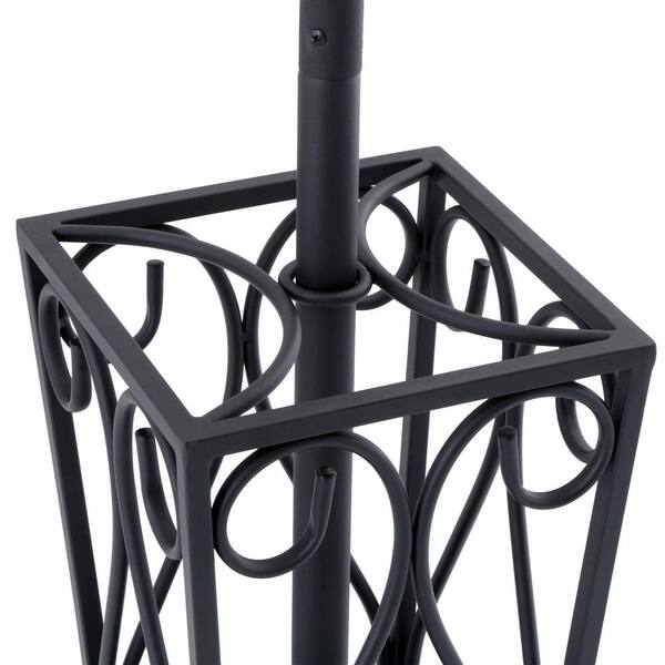 Unbranded - 8-Hook Scrolled Metal Coat Rack with Umbrella Storage in Black