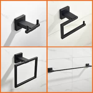 4-Piece Bath Hardware Set with Mounting Hardware Included in Matte Black