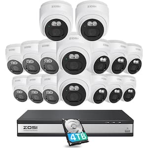 16-Channel 4TB POE NVR Home Security Camera System with 16 Wired 4MP(1440P) QHD 2.5K Outdoor/Indoor Audio Cameras
