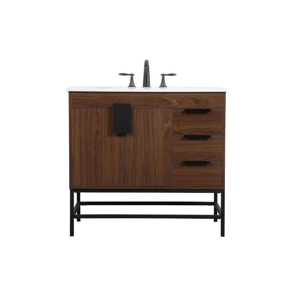 Simply Living 36 in. W x 22 in. D x 33.5 in. H Bath Vanity in Walnut with I