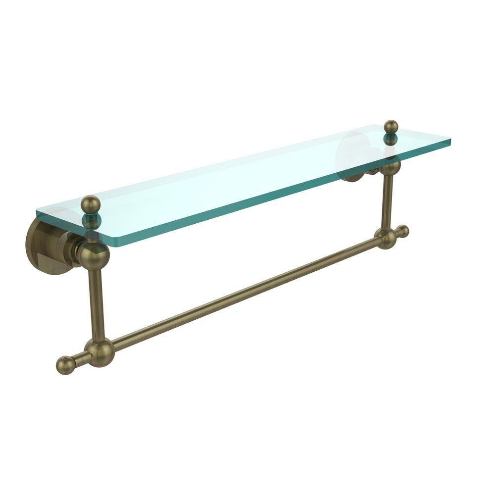 Allied Brass AP-2TB/22 Astor Place Collection 22 Inch Two Tiered Integrated Towel Bar Glass Shelf Antique Brass Allied Brass AP-2TB/22 Astor Place Collection 22 Inch Two Tiered Integrated Towel Bar Glass Shelf Antique Brass