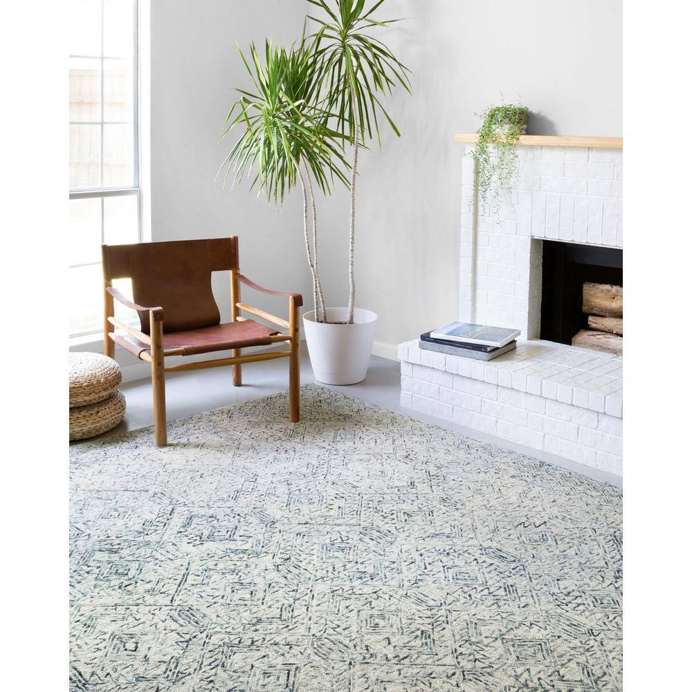 Handmade Light Blue Wool Rectangular Tufted Area Rug
