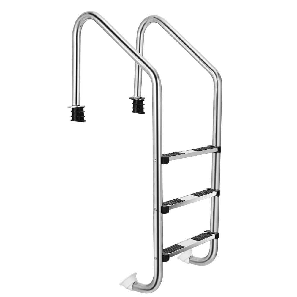 3-Step Stainless Steel Swimming Pool Ladder 265 lb. Cap. + 20 in. Wide Rails + 2 Curved Handrails Anti-Slip price history on PriceWatchPro